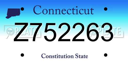 Z752263 Connecticut License Plate