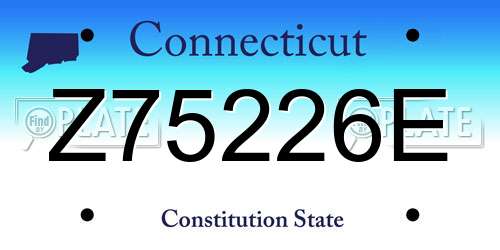 Z75226E Connecticut License Plate