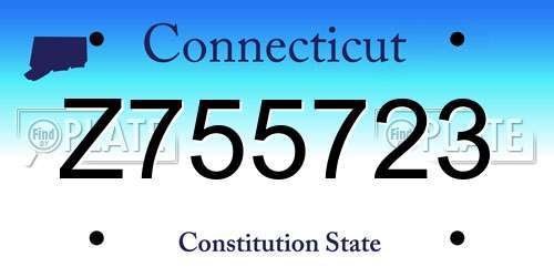 Z755723 Connecticut License Plate
