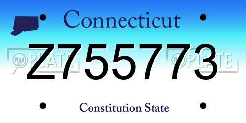 Z755773 Connecticut License Plate