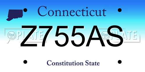 Z755AS Connecticut License Plate
