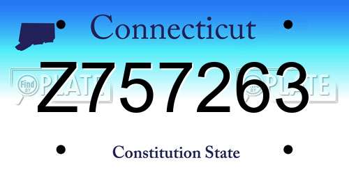 Z757263 Connecticut License Plate