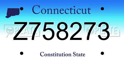 Z758273 Connecticut License Plate