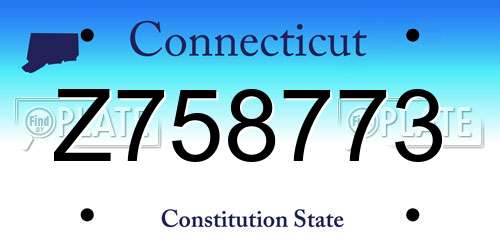 Z758773 Connecticut License Plate