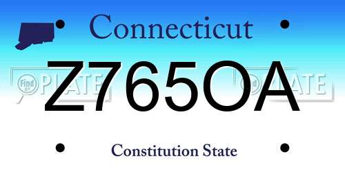 Z765OA Connecticut License Plate
