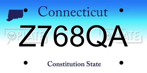 Z768QA Connecticut License Plate