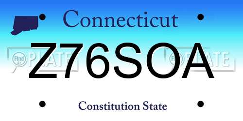 Z76SOA Connecticut License Plate