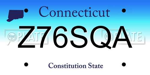 Z76SQA Connecticut License Plate