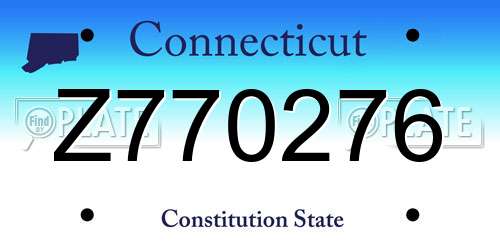 Z770276 Connecticut License Plate