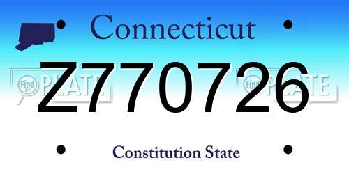 Z770726 Connecticut License Plate