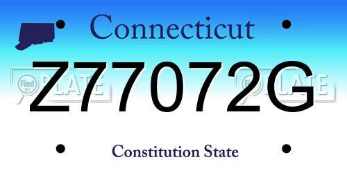 Z77072G Connecticut License Plate