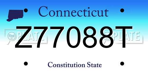 Z77088T Connecticut License Plate