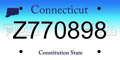 Z770898 Connecticut License Plate