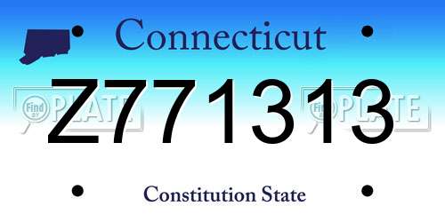 Z771313 Connecticut License Plate
