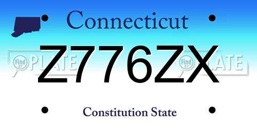 Z776ZX Connecticut License Plate