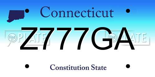 Z777GA Connecticut License Plate