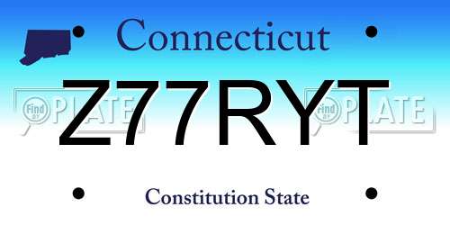 Z77RYT Connecticut License Plate