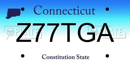 Z77TGA Connecticut License Plate
