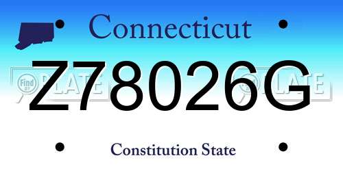 Z78026G Connecticut License Plate