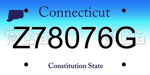 Z78076G Connecticut License Plate