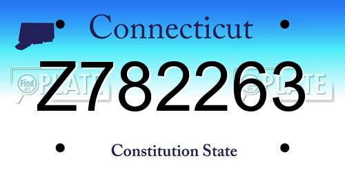 Z782263 Connecticut License Plate