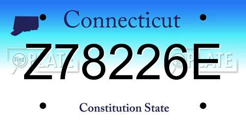 Z78226E Connecticut License Plate