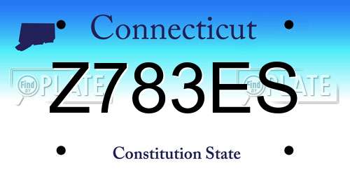 Z783ES Connecticut License Plate