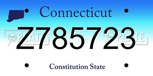 Z785723 Connecticut License Plate