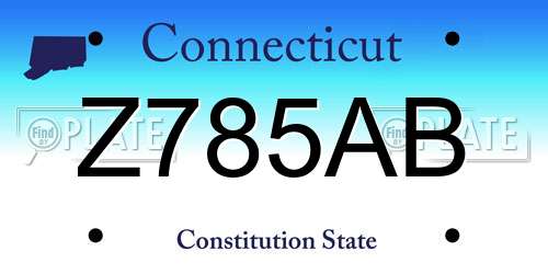 Z785AB Connecticut License Plate