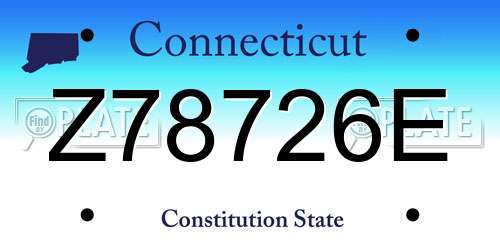 Z78726E Connecticut License Plate