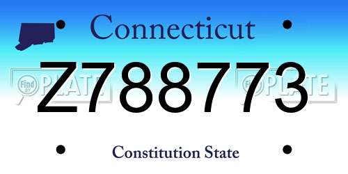 Z788773 Connecticut License Plate