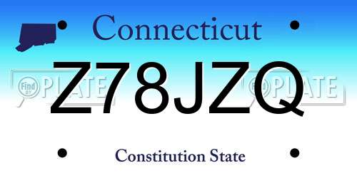 Z78JZQ Connecticut License Plate