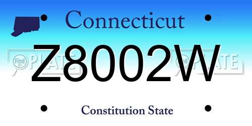 Z8002W Connecticut License Plate