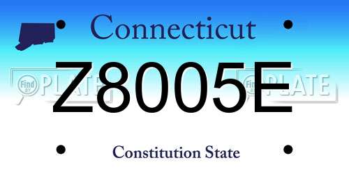 Z8005E Connecticut License Plate