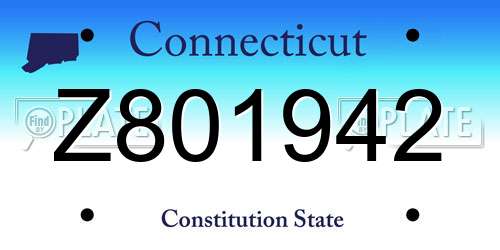 Z801942 Connecticut License Plate