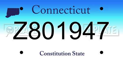 Z801947 Connecticut License Plate