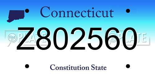 Z802560 Connecticut License Plate