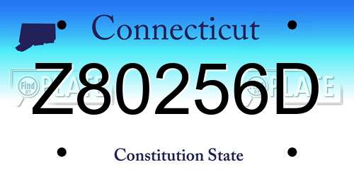 Z80256D Connecticut License Plate