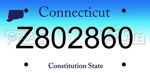 Z802860 Connecticut License Plate