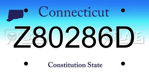Z80286D Connecticut License Plate