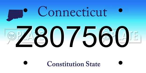 Z807560 Connecticut License Plate