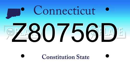 Z80756D Connecticut License Plate