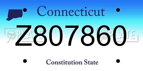 Z807860 Connecticut License Plate