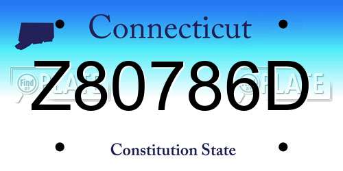 Z80786D Connecticut License Plate