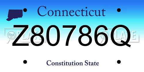 Z80786Q Connecticut License Plate