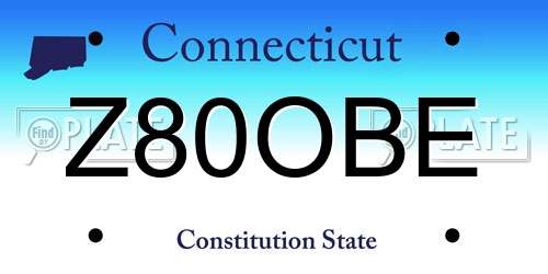 Z80OBE Connecticut License Plate