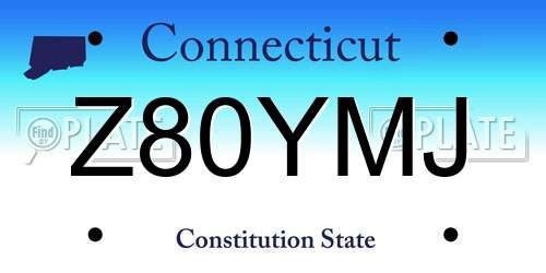 Z80YMJ Connecticut License Plate