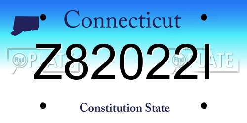 Z82022I Connecticut License Plate