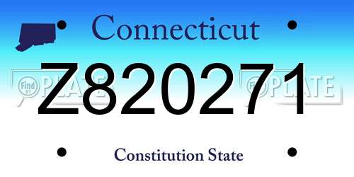 Z820271 Connecticut License Plate