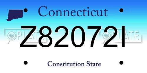 Z82072I Connecticut License Plate